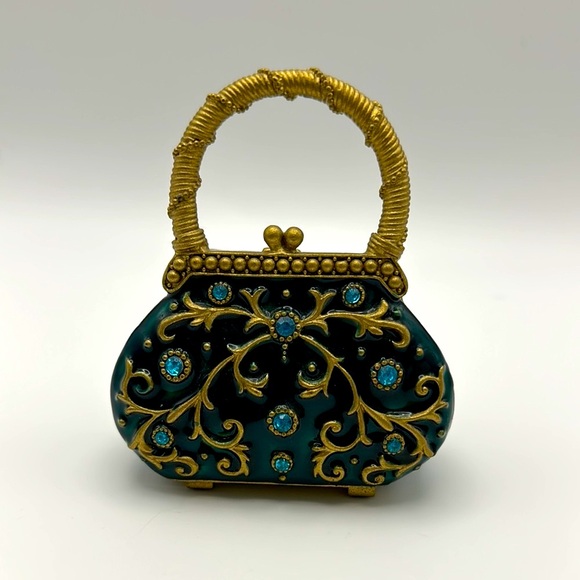 Unique Blue and Gold Handbag-shaped candle & mirror. - Picture 2 of 8